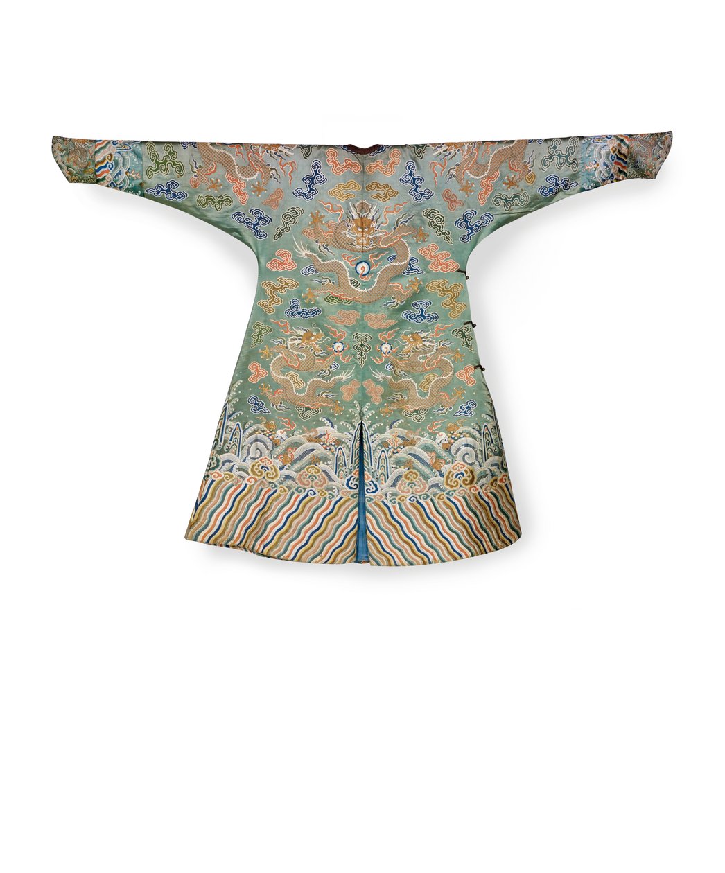 Vestido da corte de celadon em seda para uma princesa imperial, Jifu, China (seda) de Qing Dynasty Chinese School