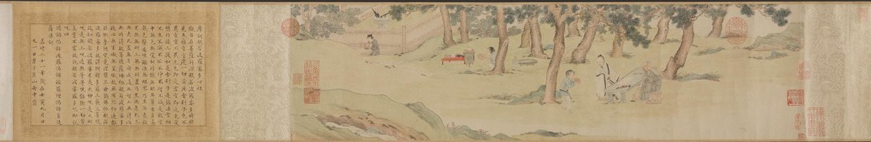 Zhao Mengfu: Escrevendo o coração Hridaya Sutra em troca de chá, 1542-43. de Qiu Ying