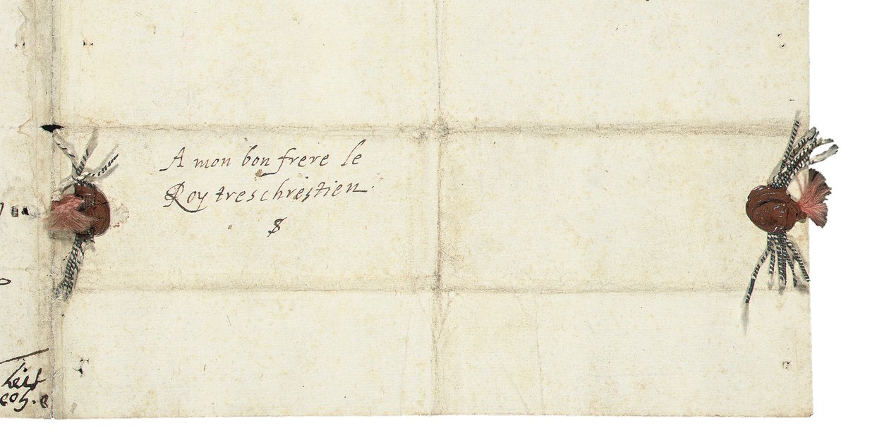 Endereço folha de uma carta de Elizabeth I da Inglaterra para Henri IV da França, c.1596 de Queen Elizabeth I of England and