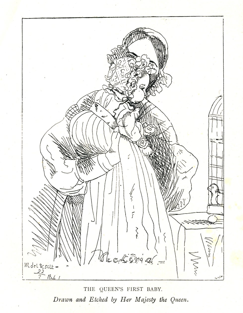 Imagem mais antiga conhecida da primeira filha de Victorias, depois da princesa Royal, de 3 meses, com ela de Queen Victoria