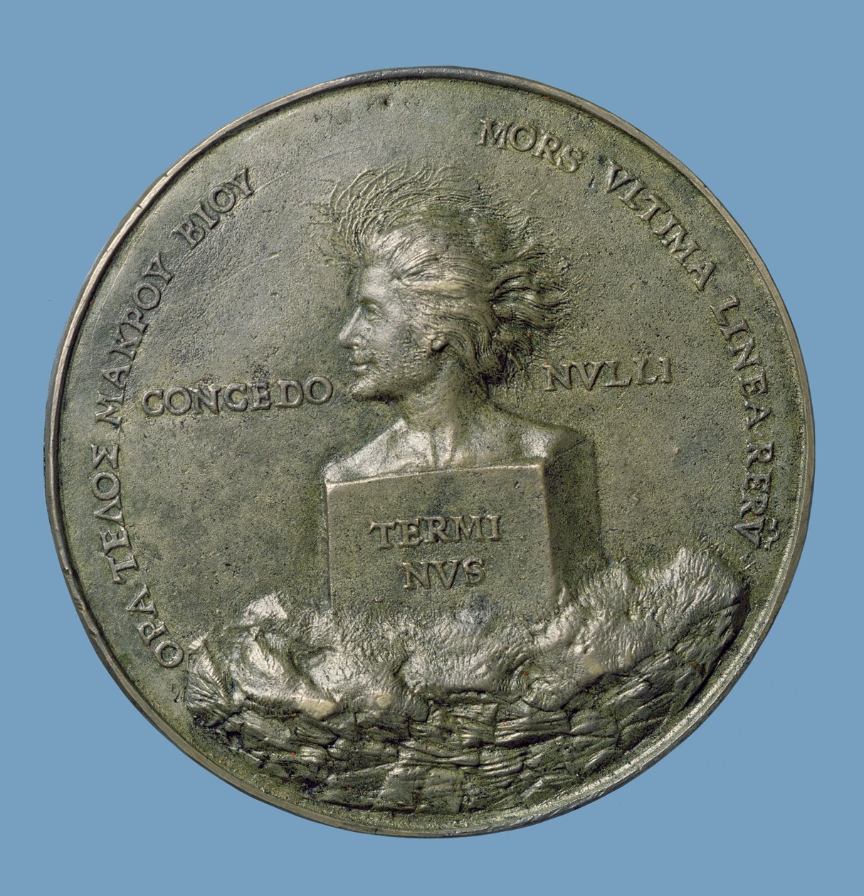 Medalhão de retrato de Erasmus (14656-1530), retratando uma cabeça de Terminus, 1519 (bronze) (reverso) de Quentin Massys or Metsys