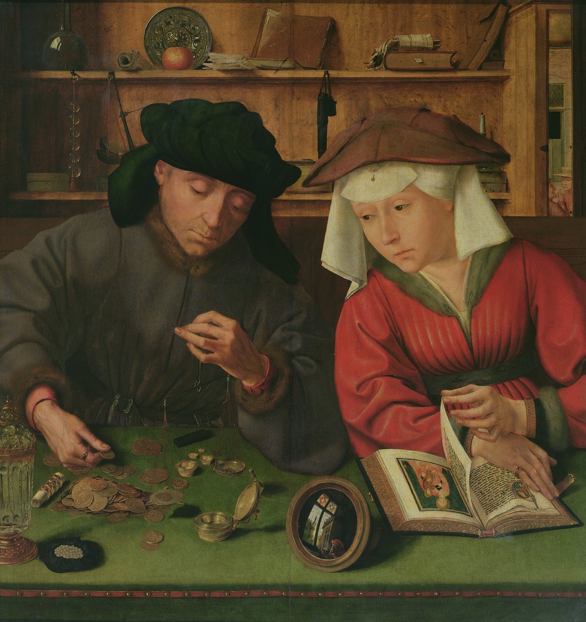 O emprestador de dinheiro e sua esposa, 1514 de Quentin Massys or Metsys