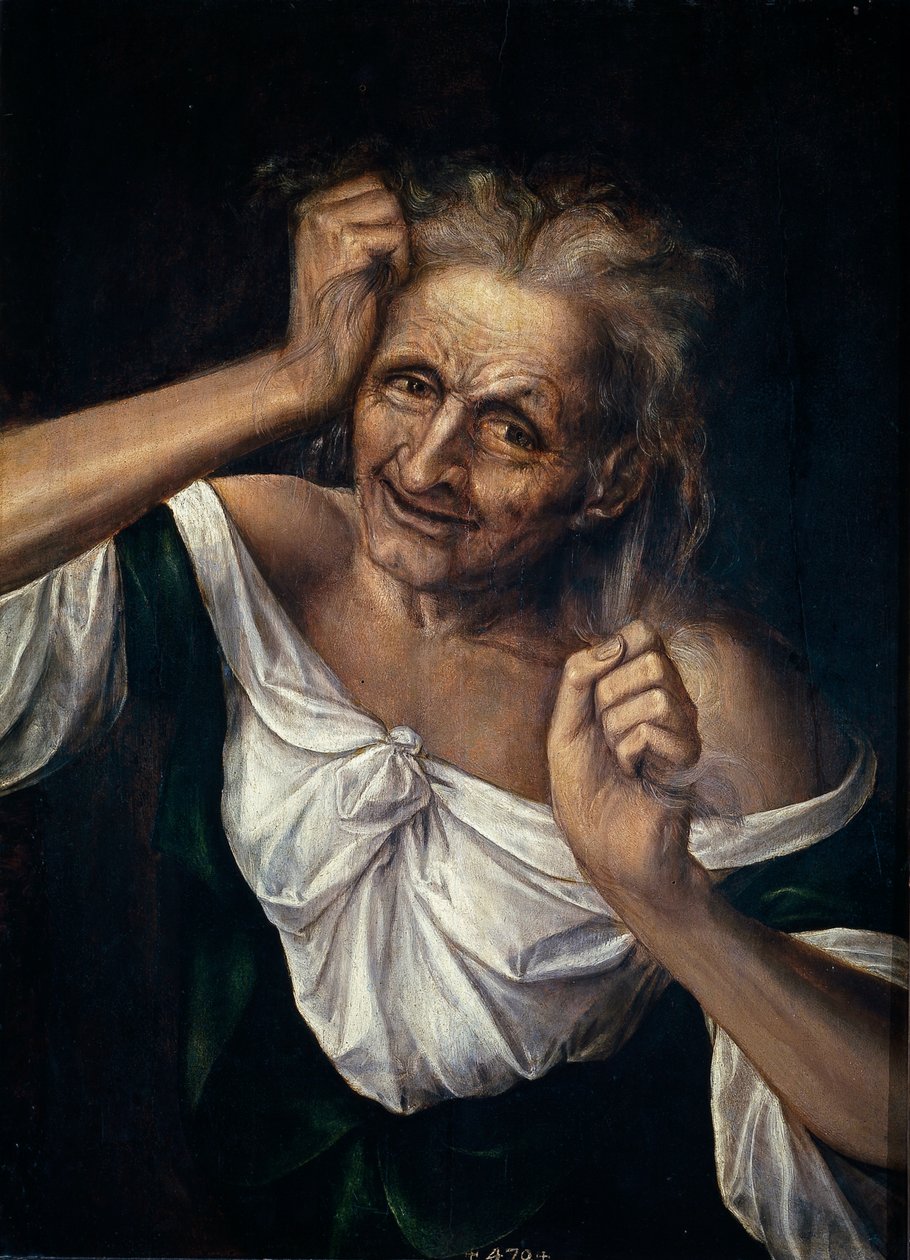 Velha Rasgando o cabelo - Massys, Quentin (1466-1530) (Quinten ou Kwinten Metsys ou Matsijs) 1525-1530 - Óleo sobre madeira - 55x40 - Museo del Prado, Madrid de Quentin Massys or Metsys