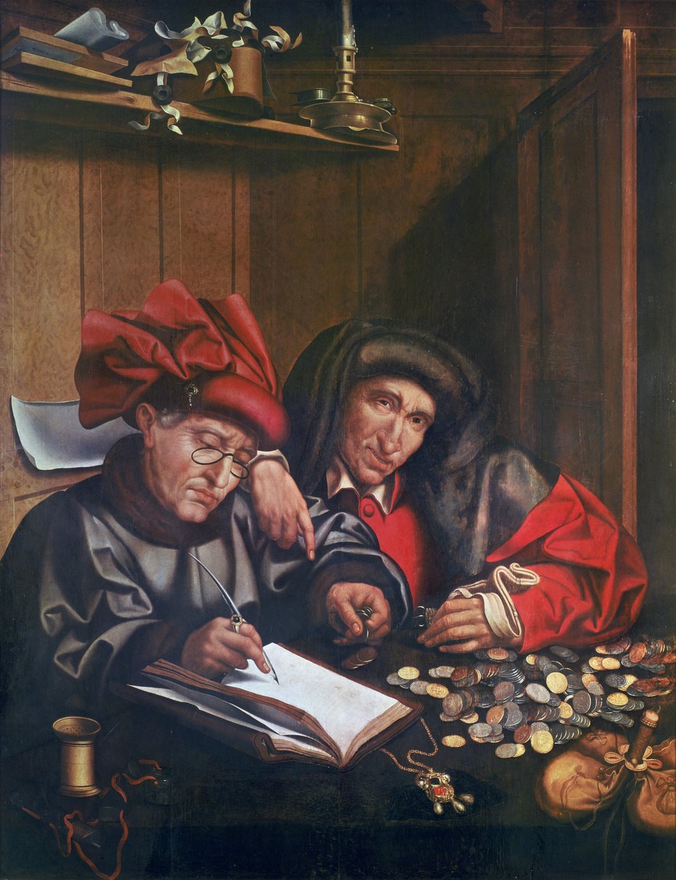 Os Cambiadores de Dinheiro, c.1530 de Quentin Massys or Metsys