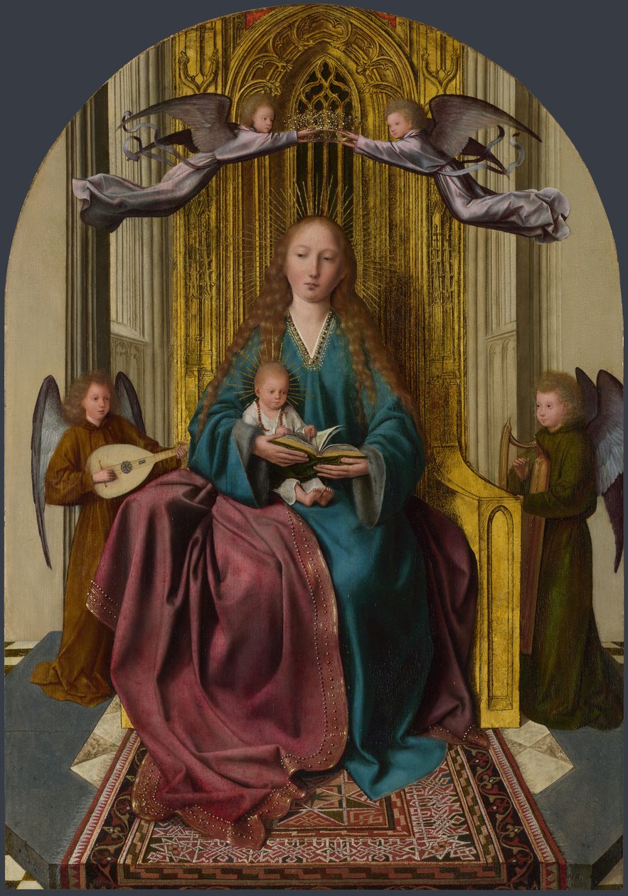 A Virgem e o Menino Entronizados, com Quatro Anjos, c. 1495 de Quentin Massys or Metsys