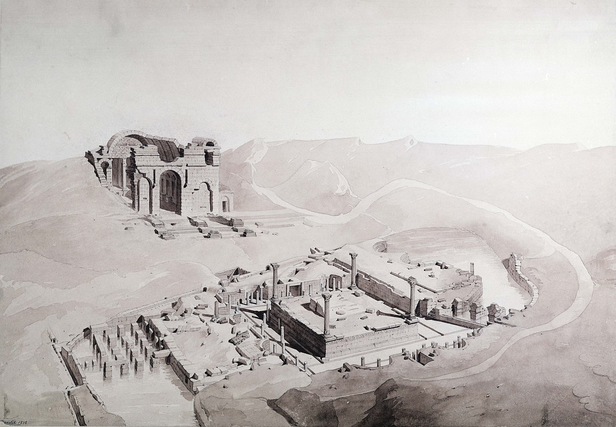 Thermae e Nymphaeum de Nimes, 1838 (lavar no papel) de Questel