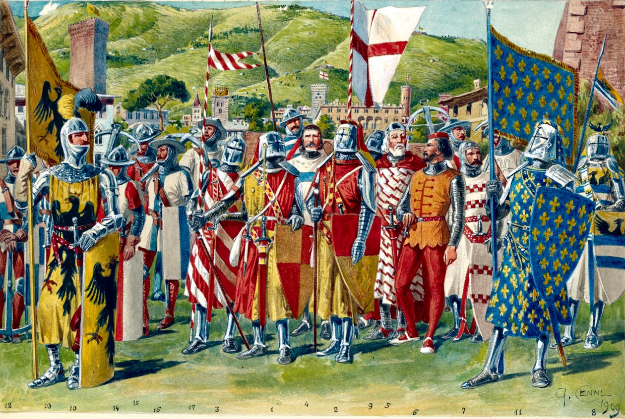 Cavaleiros, soldados, arqueiros e soldados da República de Gênova de Quinto Cenni