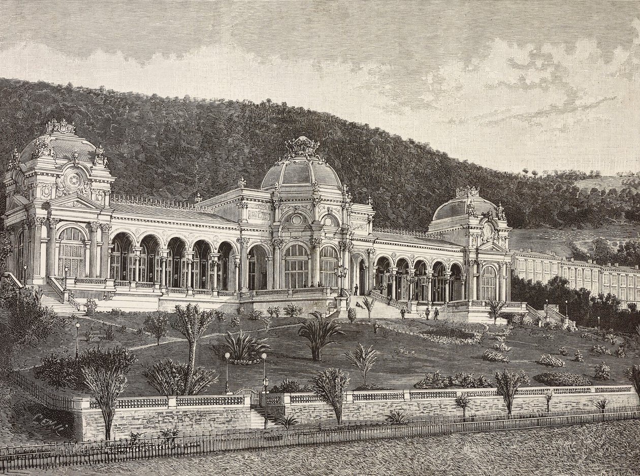 Casino em Ospedaletti, Itália, gravura de desenho de Quinto Cenni, de L