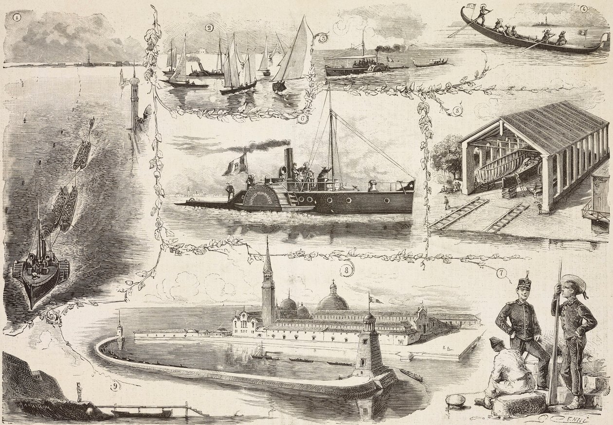 Gravura de desenho de Quinto Cenni, de L