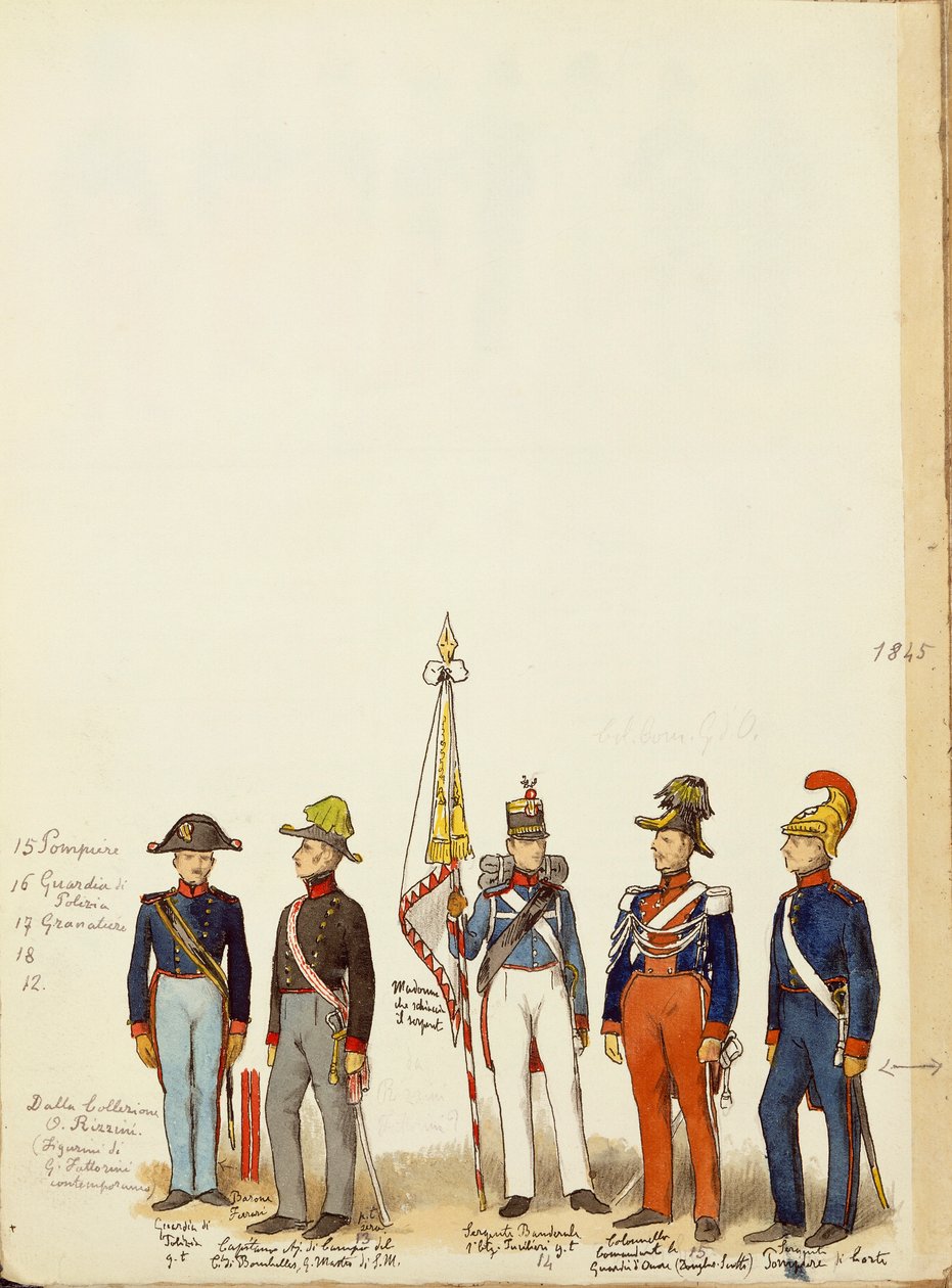 Fardas militares, por Quinto Cenni, placa de cor de Quinto Cenni