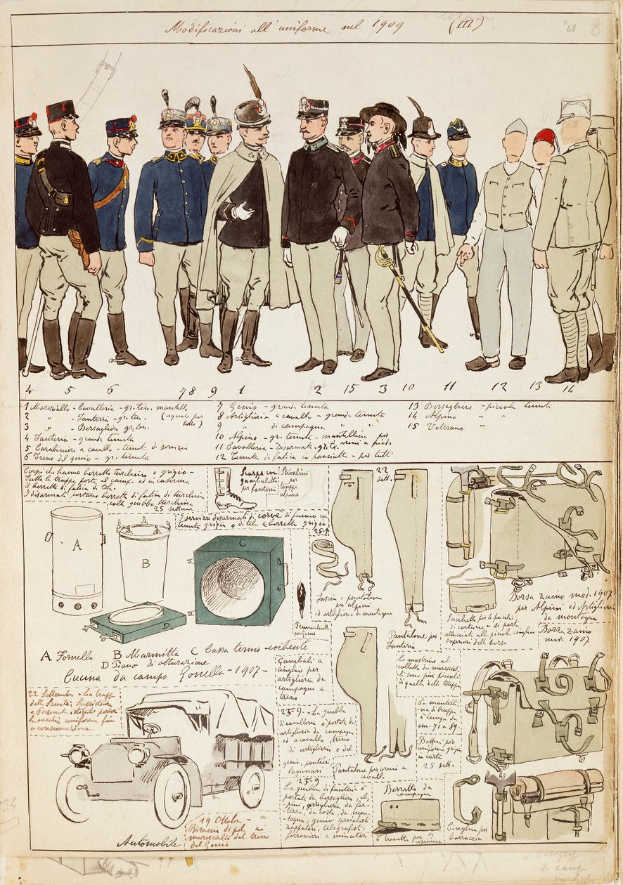Variações uniformes do Reino da Itália, placa de cor por Quinto Cenni de Quinto Cenni