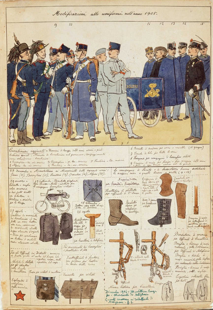 Variações uniformes do Reino da Itália, placa de cor por Quinto Cenni de Quinto Cenni