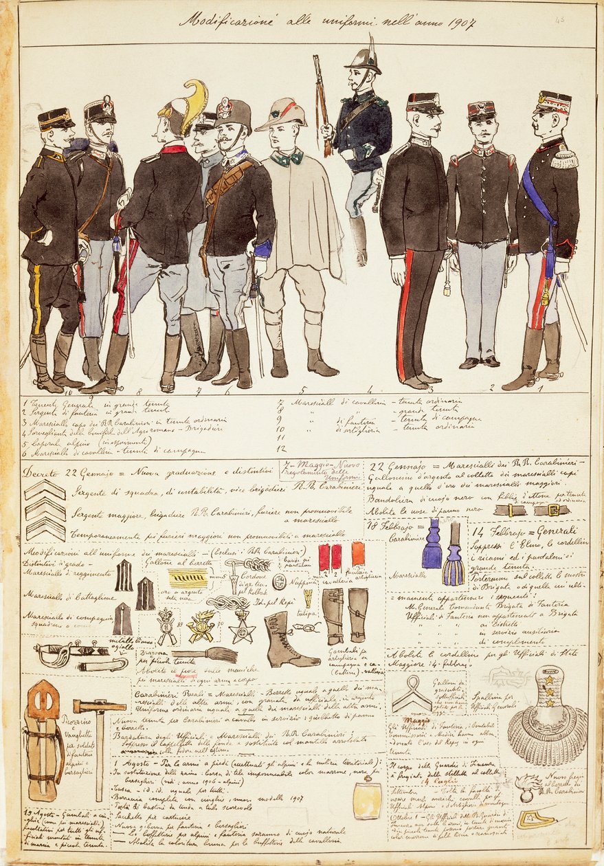 Variações uniformes do Reino da Itália, placa de cor por Quinto Cenni de Quinto Cenni