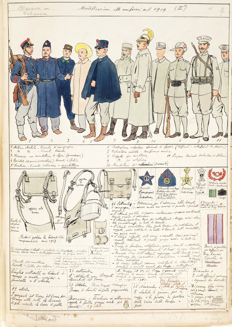 Variações uniformes do Reino da Itália, placa de cor por Quinto Cenni de Quinto Cenni