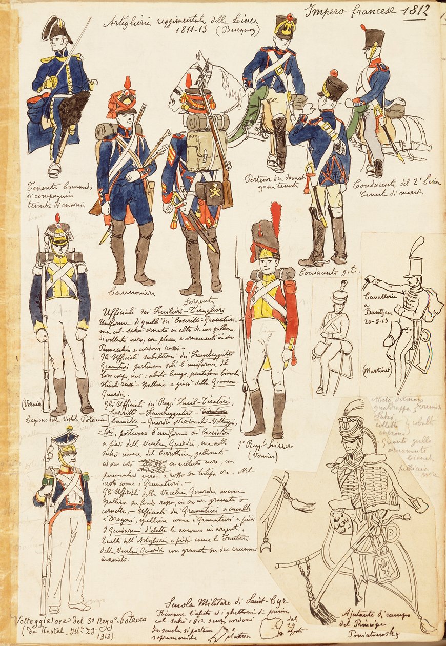 Uniformes de Artilharia do Reino de França, por Quinto Cenni, placa de cor de Quinto Cenni