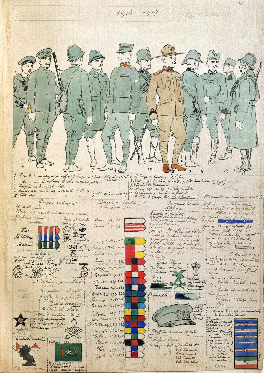 Uniformes do Reino de Itália por Quinto Cenni, Placa de cor de Quinto Cenni