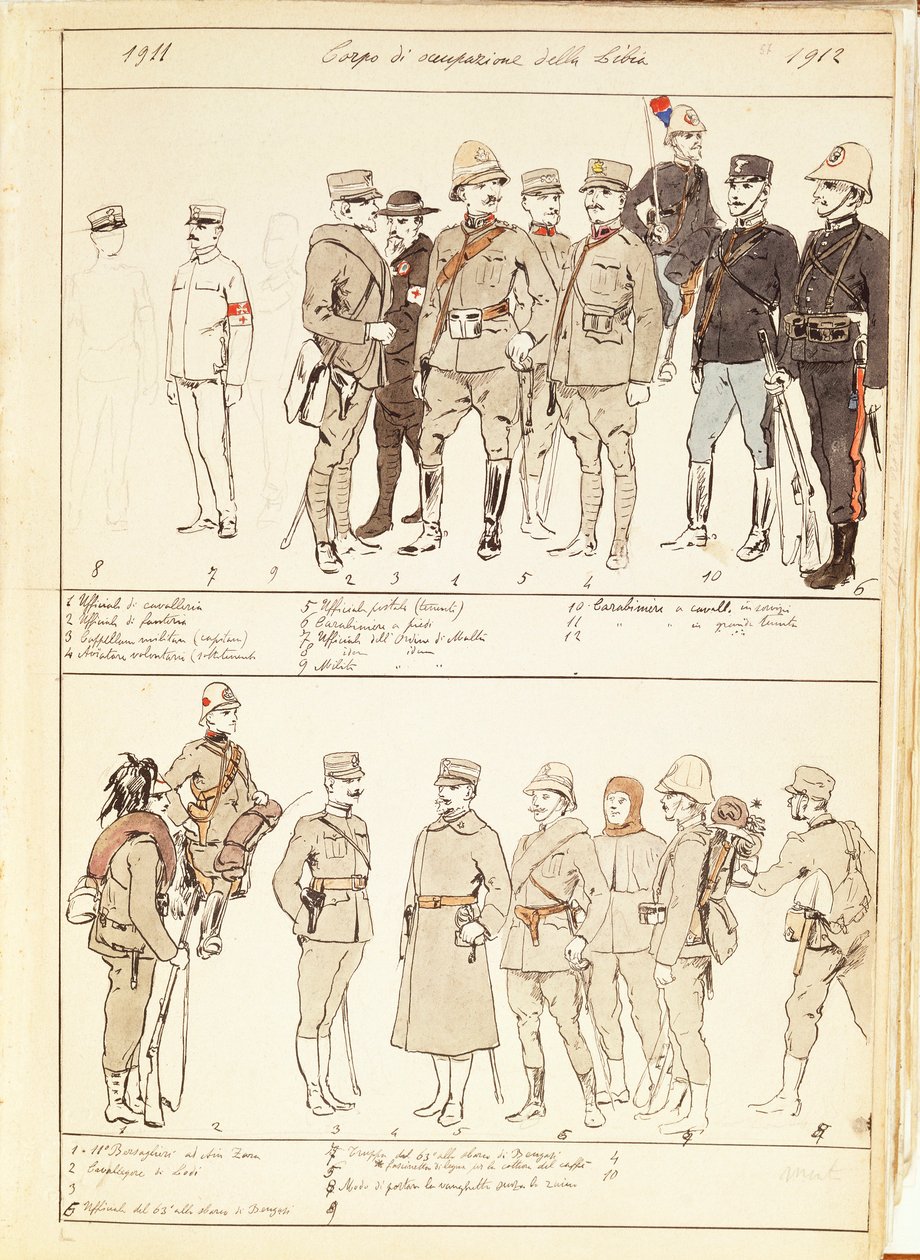 Uniformes de força de ocupação militar da Líbia do Reino da Itália de Quinto Cenni