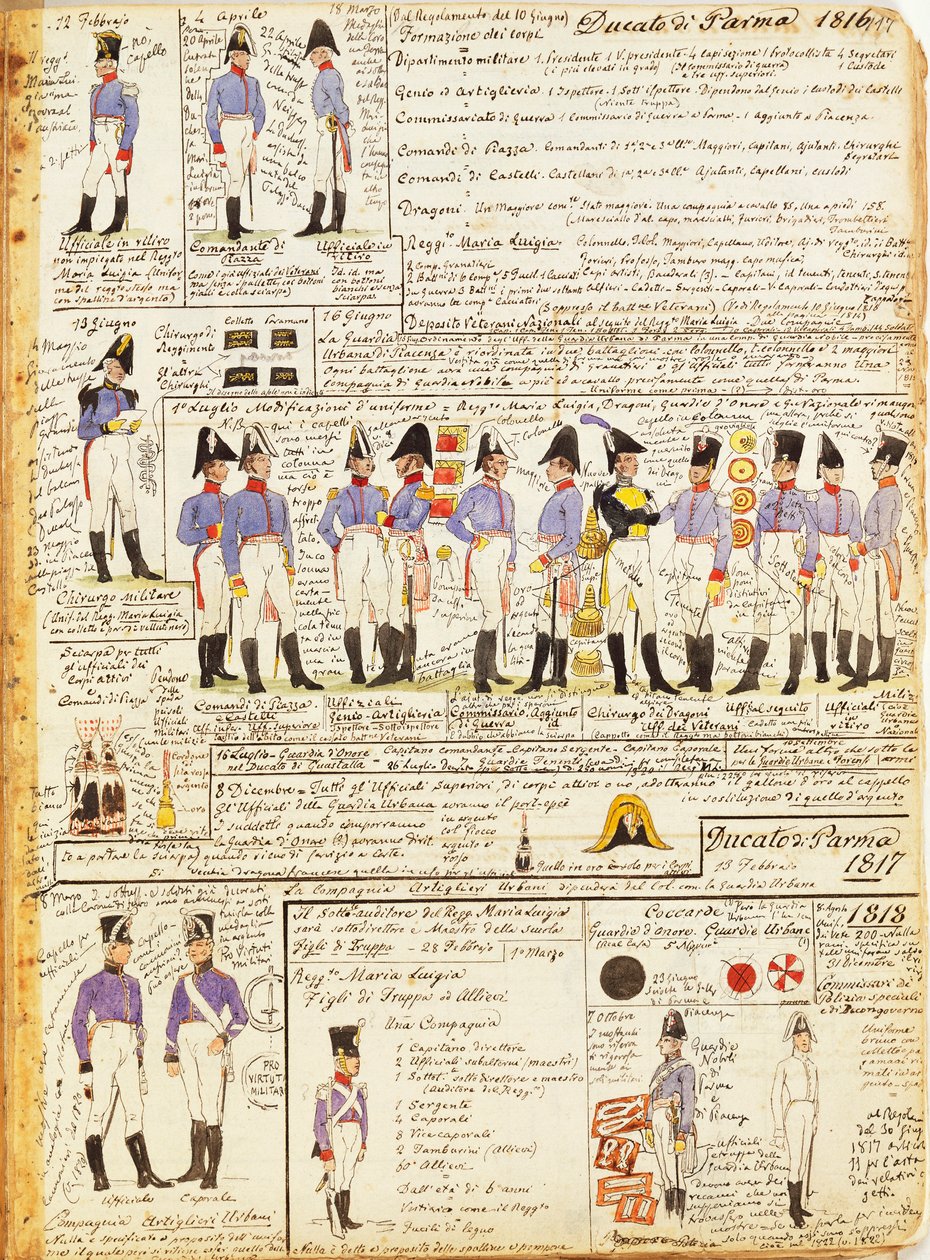 Vários uniformes do Ducado de Parma de Quinto Cenni