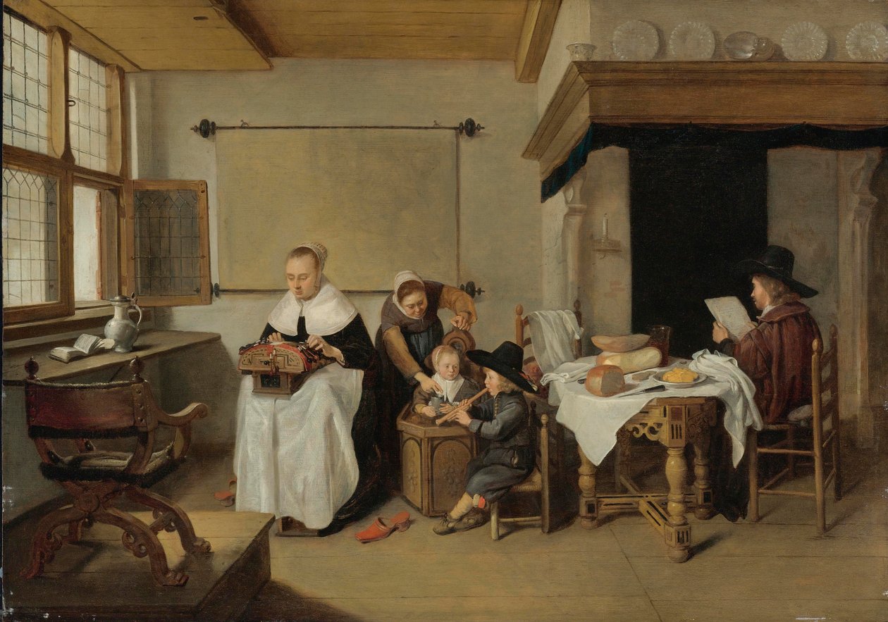 Uma família em um interior de Quirijn van Brekelenkam