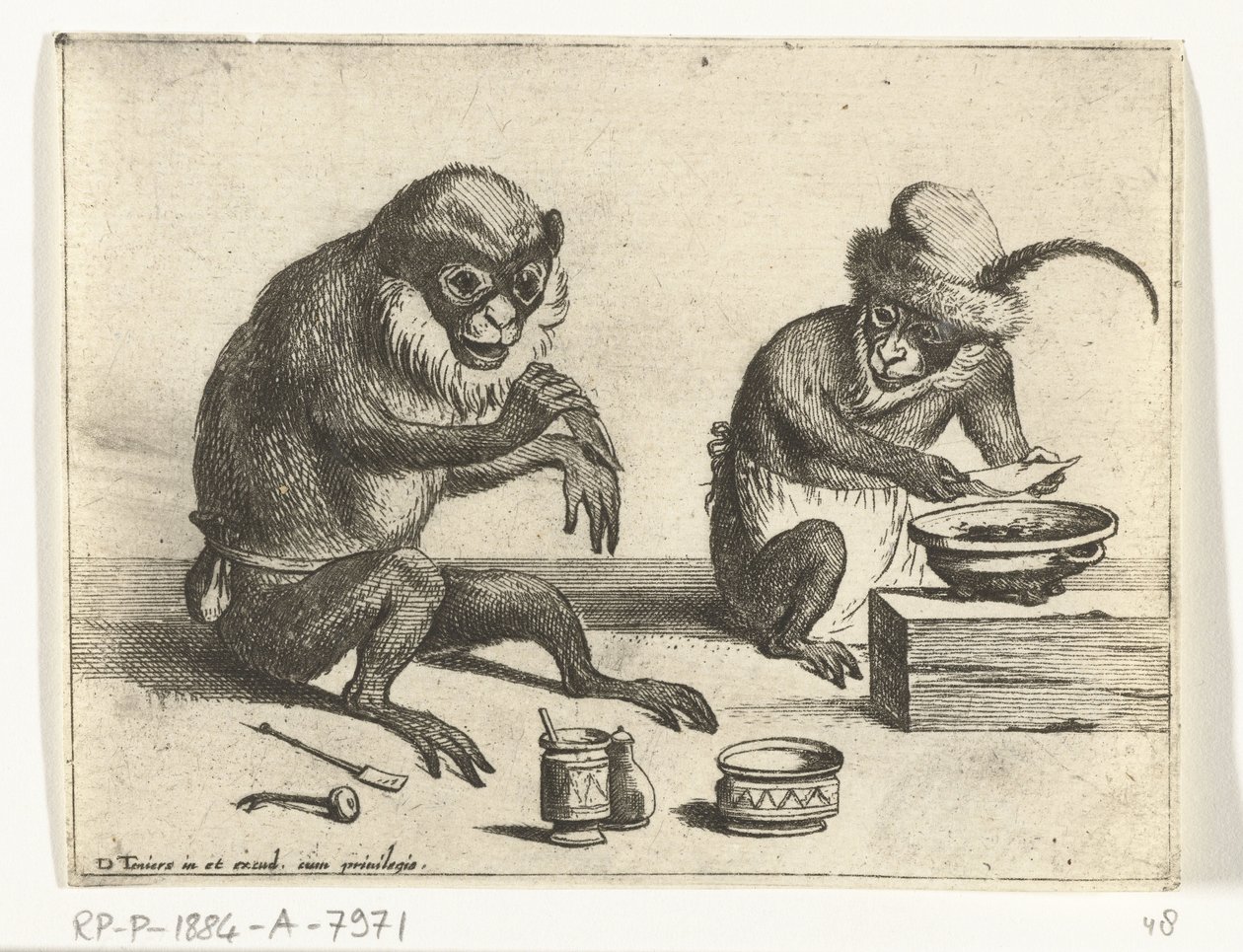 Um macaco faz uma bandagem Várias empresas da vida humana apresentadas por macacos (título da série) o jogo do macaco no mundo (título da série) de Quirin Boel