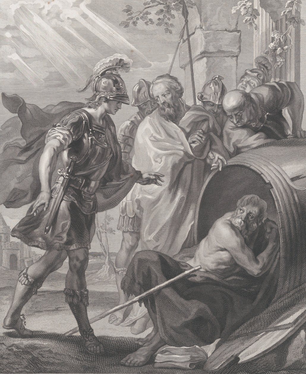 O encontro de Diógenes de Sinope e Alexandre, o Grande, 1784. de Quirin Mark