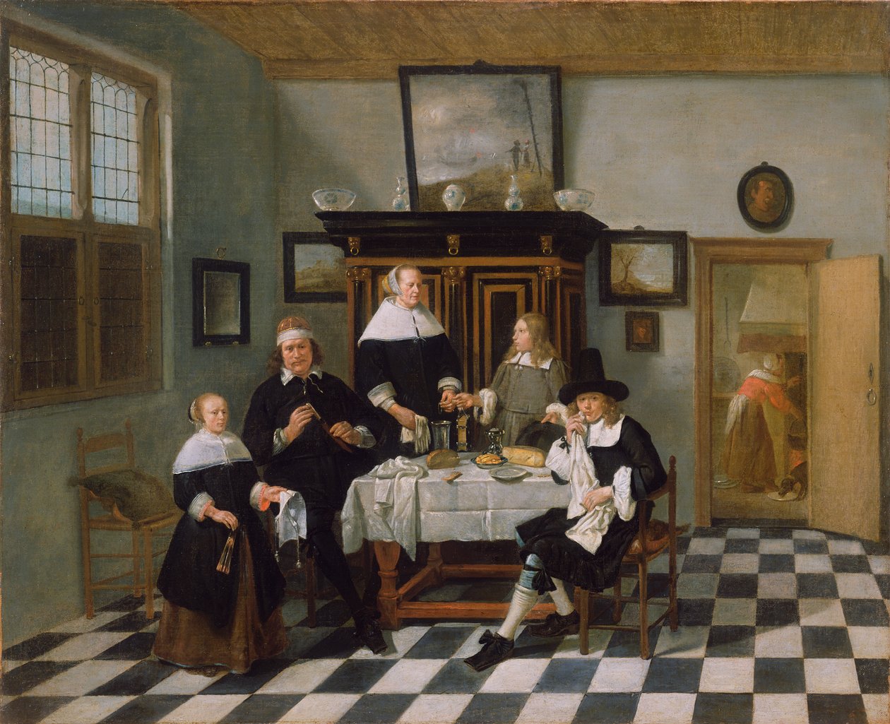 Grupo da família na mesa de jantar, c.1658-60 de Quiringh Van Brekelenkam