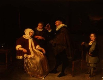 Visitando a mulher doente de Quiringh Van Brekelenkam