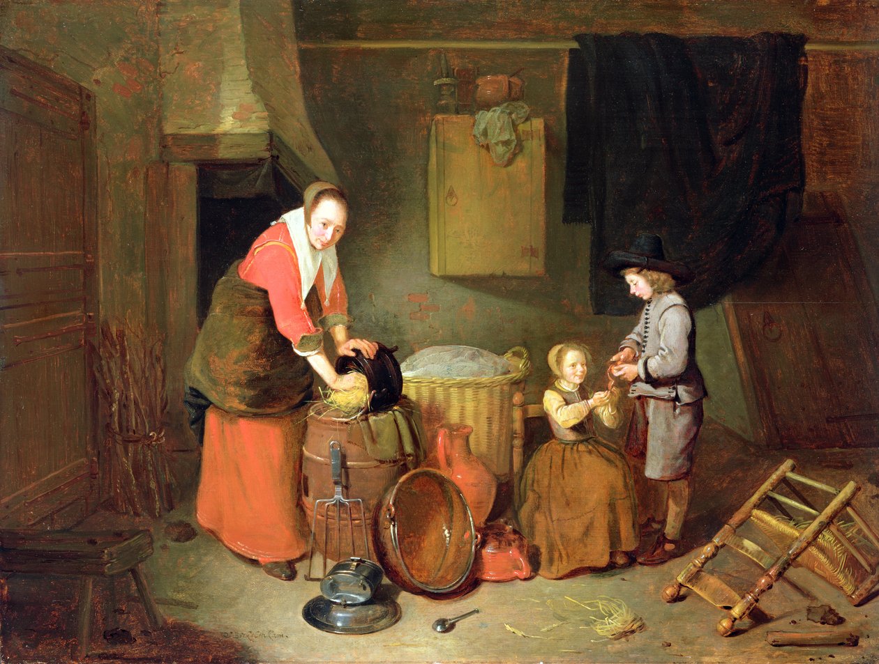 Uma cozinha Interior, século XVII de Quiringh Gerritsz. van Brekelenkam