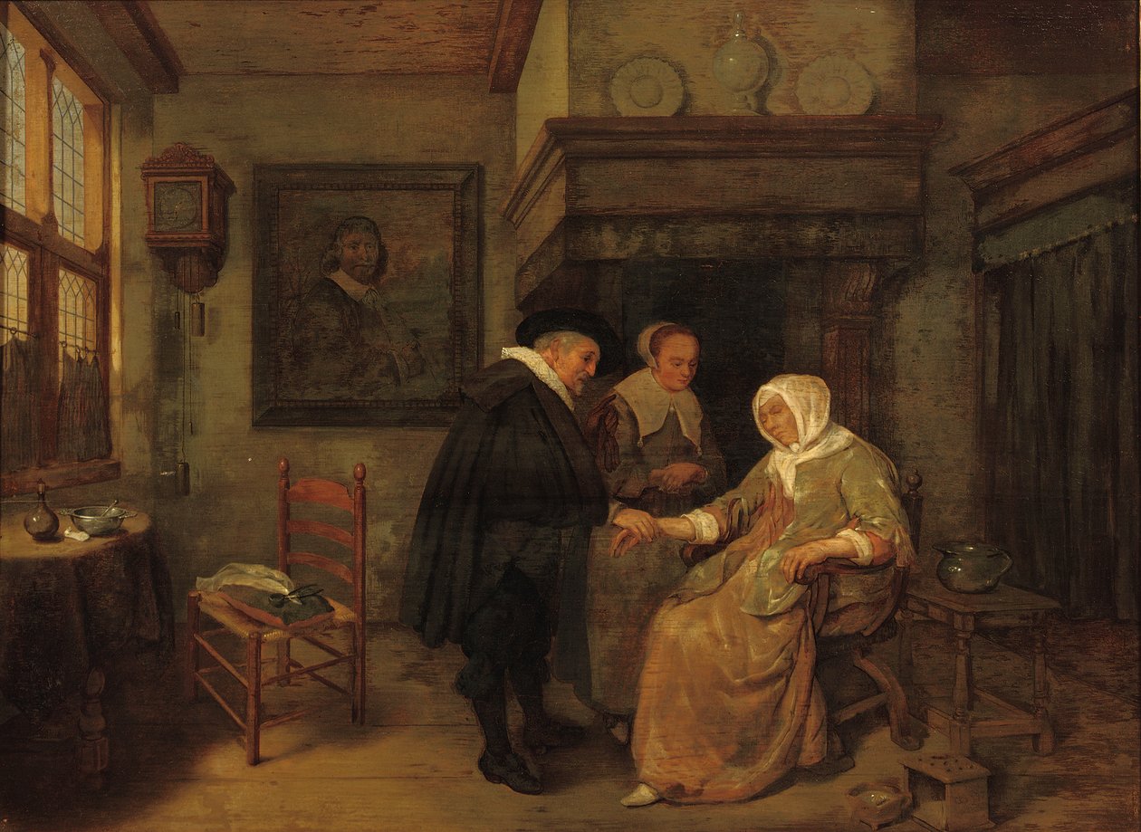 Um médico visitando uma mulher doente de Quiringh Gerritsz. van Brekelenkam