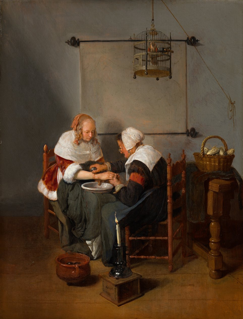 Uma Mulher Velha Sangrando uma Jovem, conhecida como "A Sangria", c.1660 de Quiringh Gerritsz. van Brekelenkam