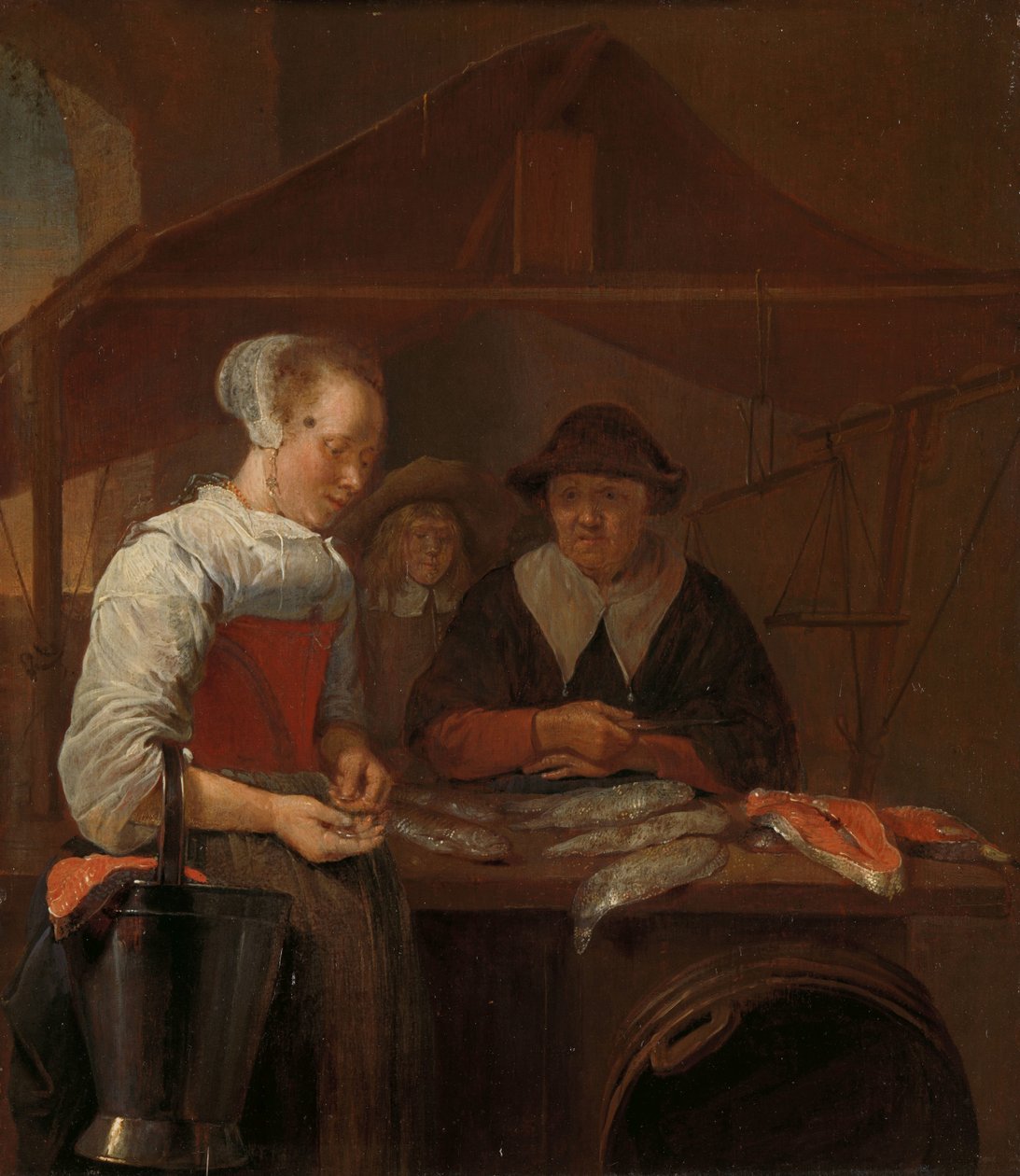 A dona de peixe de Quiringh Gerritsz. van Brekelenkam