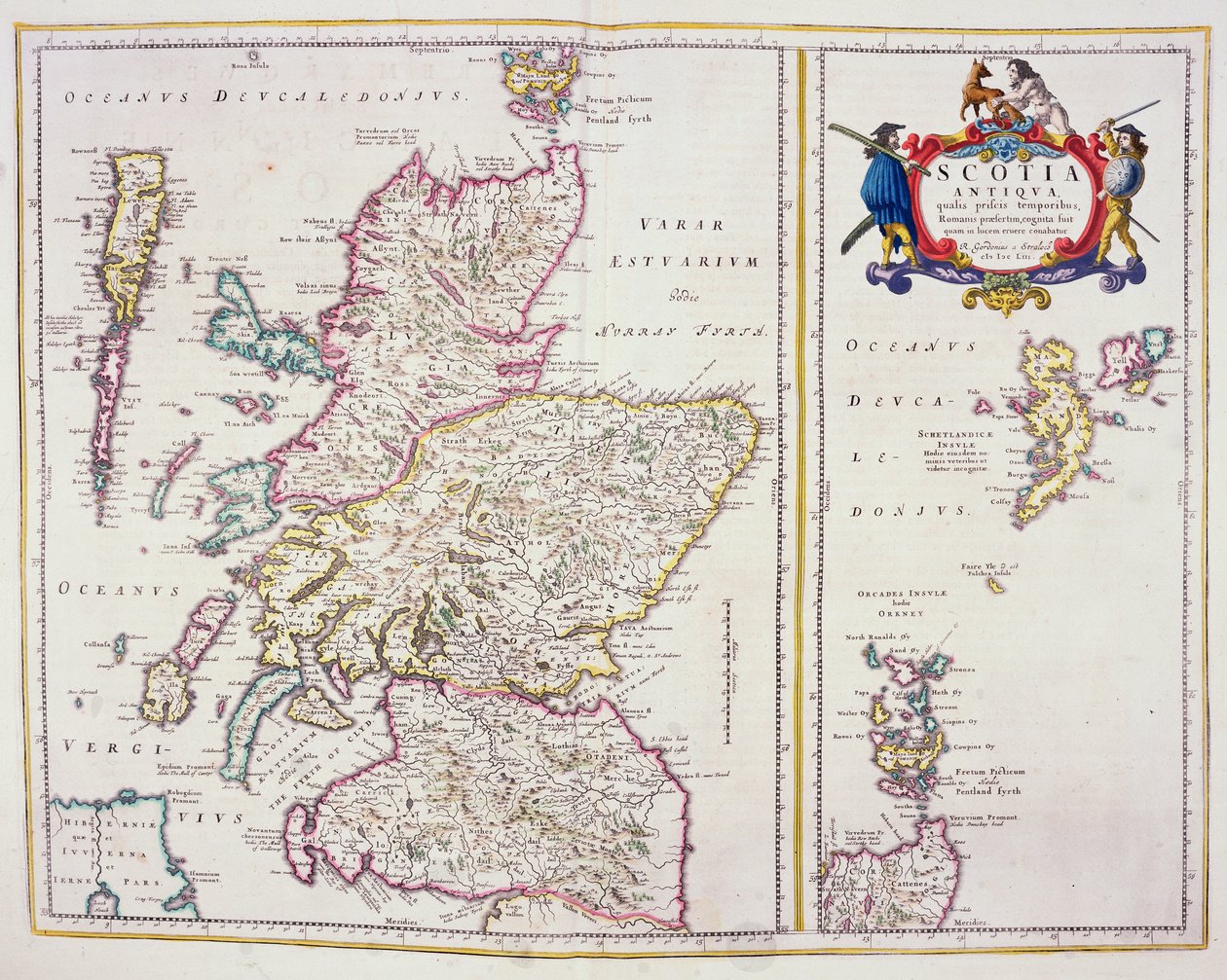 Mapa da Escócia, c.1700 de R. Gordon
