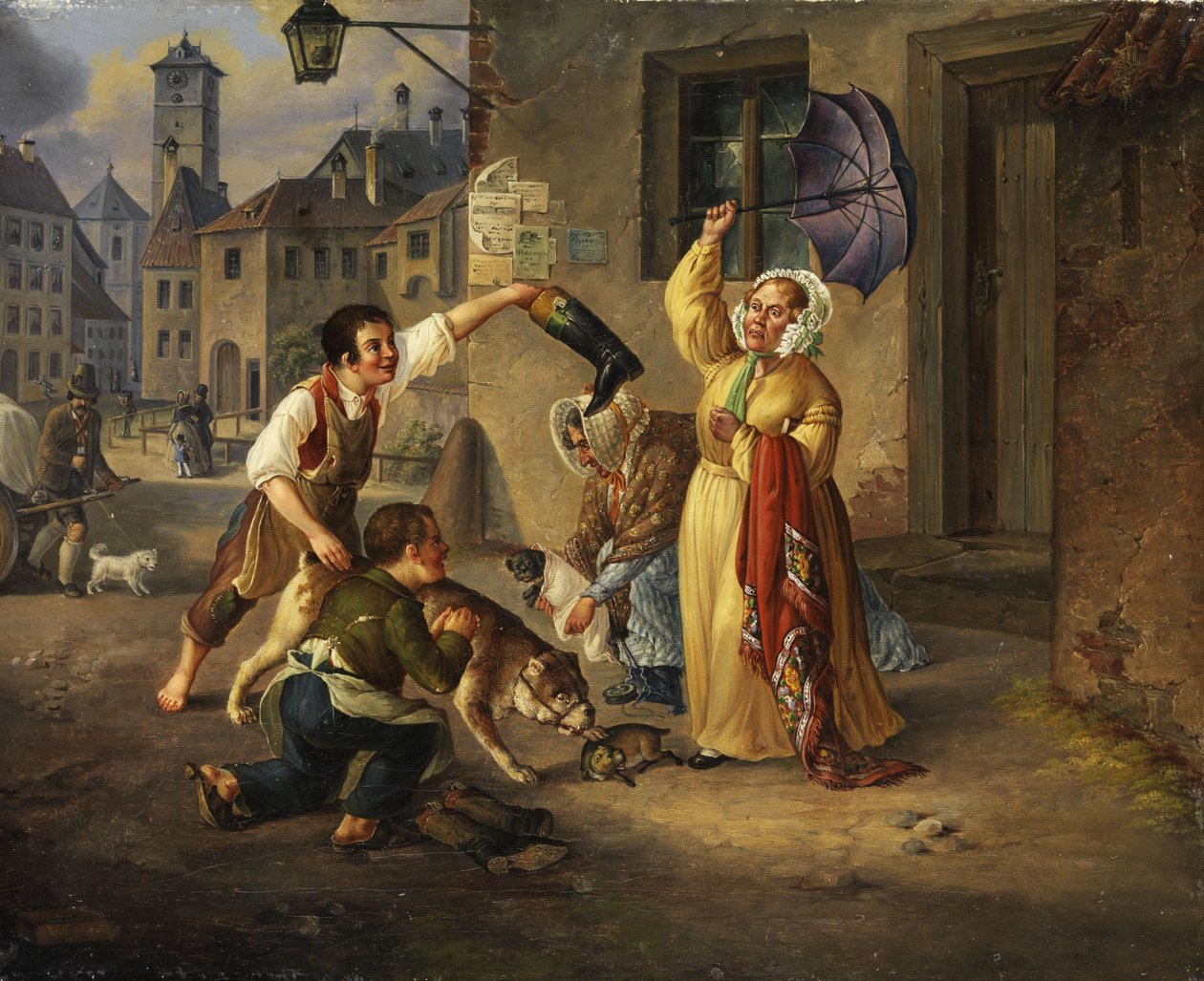 Cena de Munique com cães de R. Ostermayer