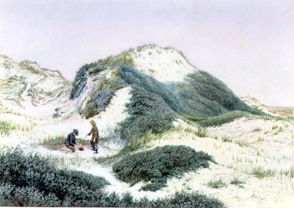 Entre os aterros sanitários de Hightown 1885 (aguarela) de R.H. Rutherford