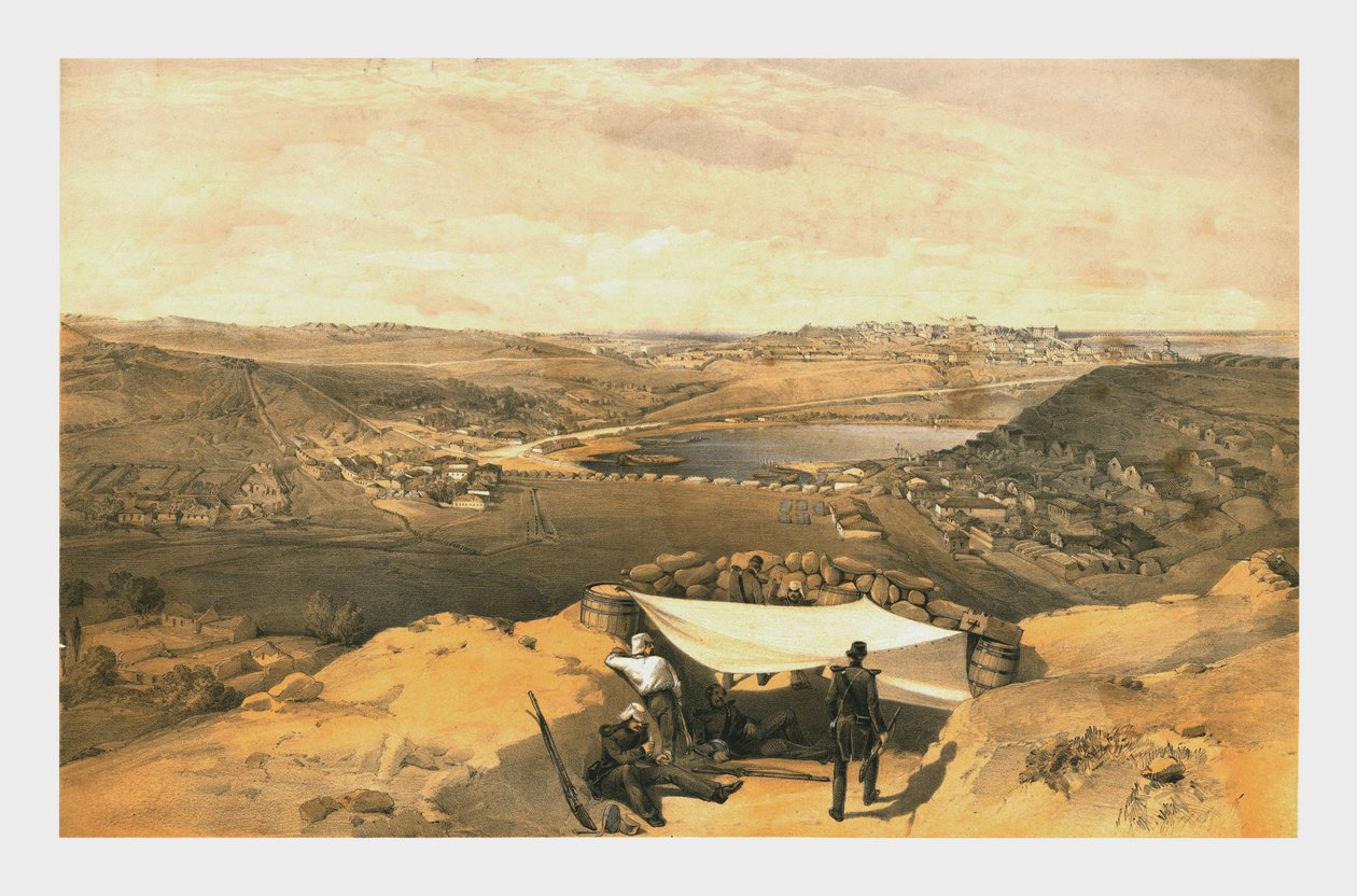 "As baterias da cidade... de Sebastopol do paralelo avançado do ataque de Chapman, 23 de junho de 1855." de RM Bryson