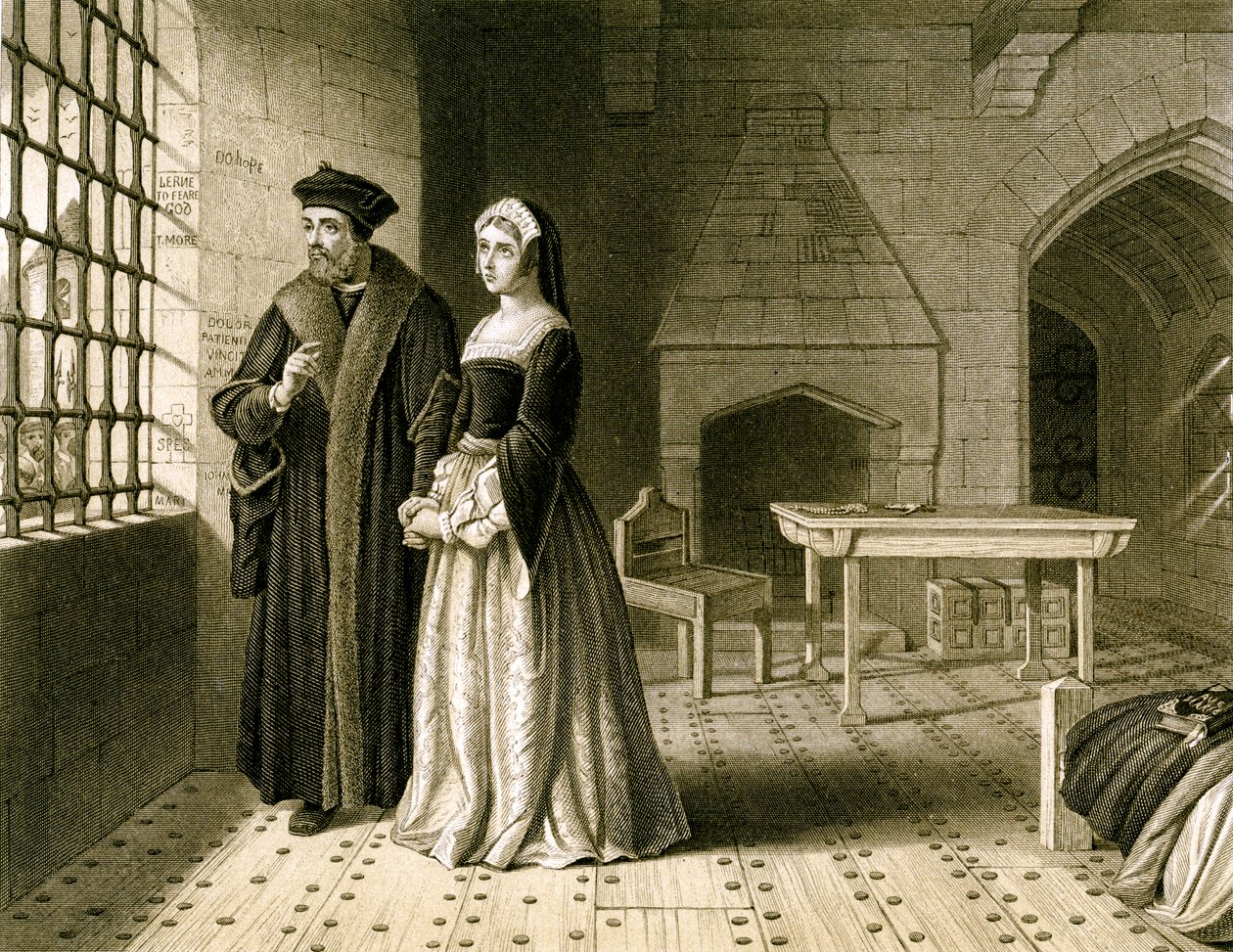 Sir Thomas More 1478-1535 e sua filha, Margaret, século XIX. de R Anderson