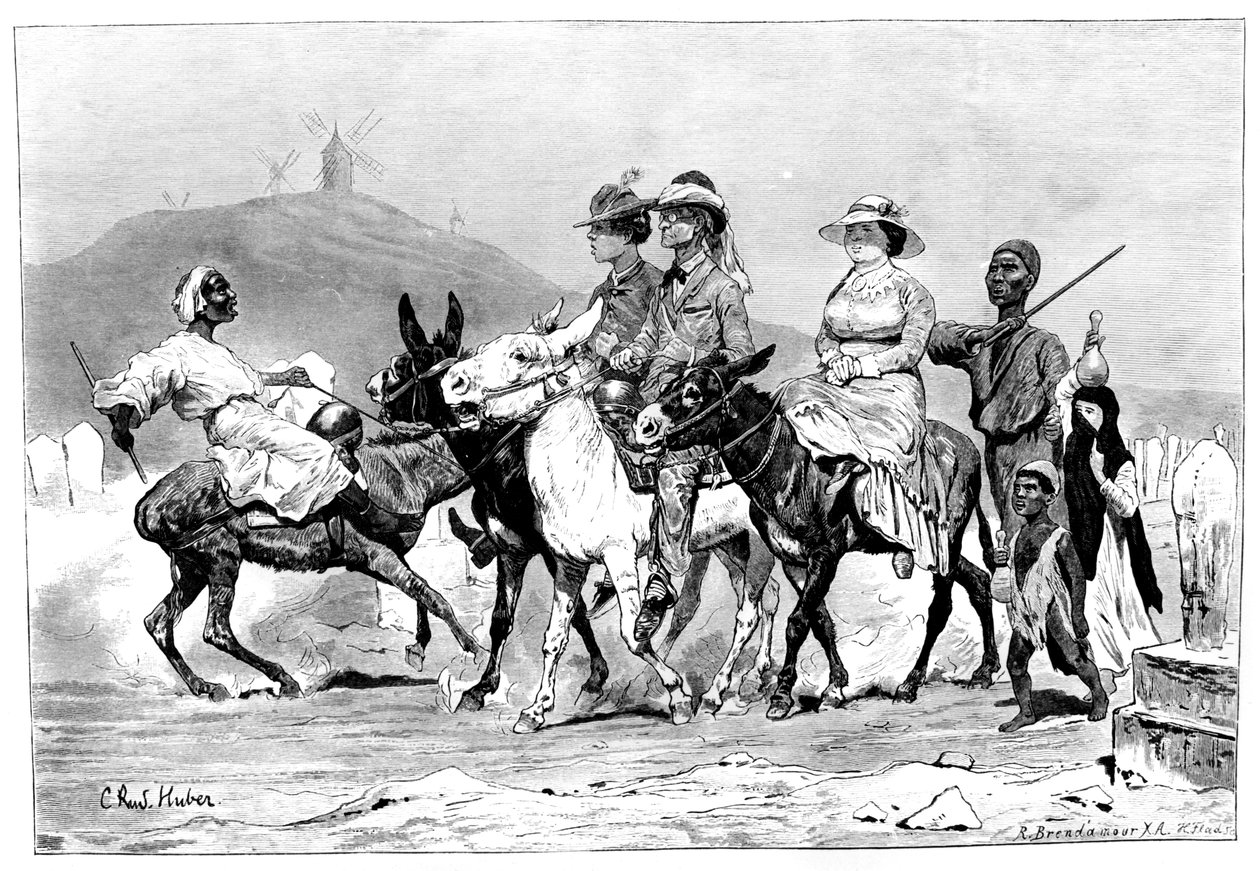 Um grupo de turistas, Egito, 1881 de R. Brandamour
