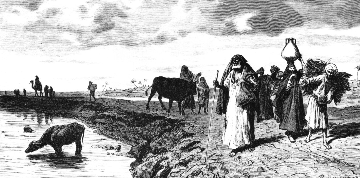 Um Chaussee no Delta, na época do dilúvio, 1880 de R. Brandamour