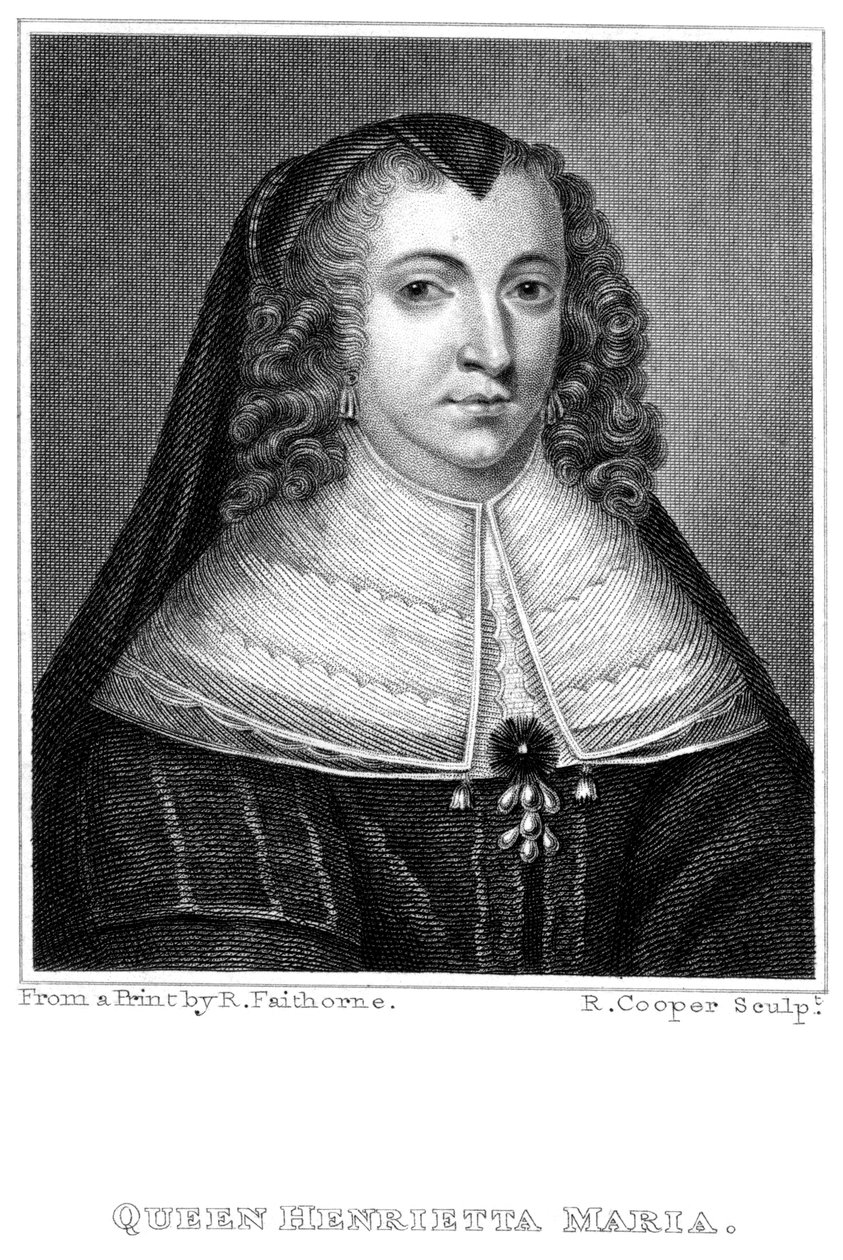 Henrietta Maria 1609-1669. rainha consorte do rei Carlos I 1600-1649, século XIX. de R. Cooper