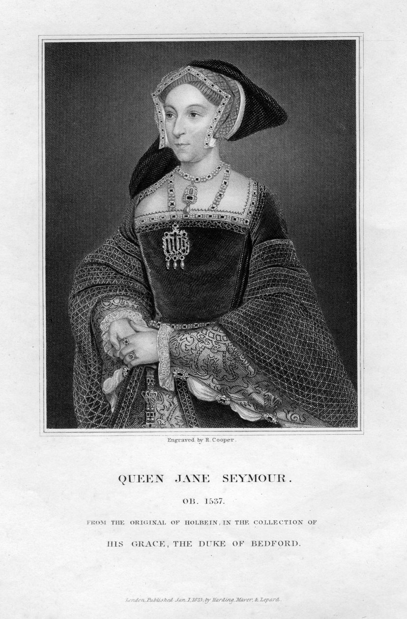 Jane Seymour, terceira esposa e rainha de Henrique VIII da Inglaterra, 1823. de R. Cooper