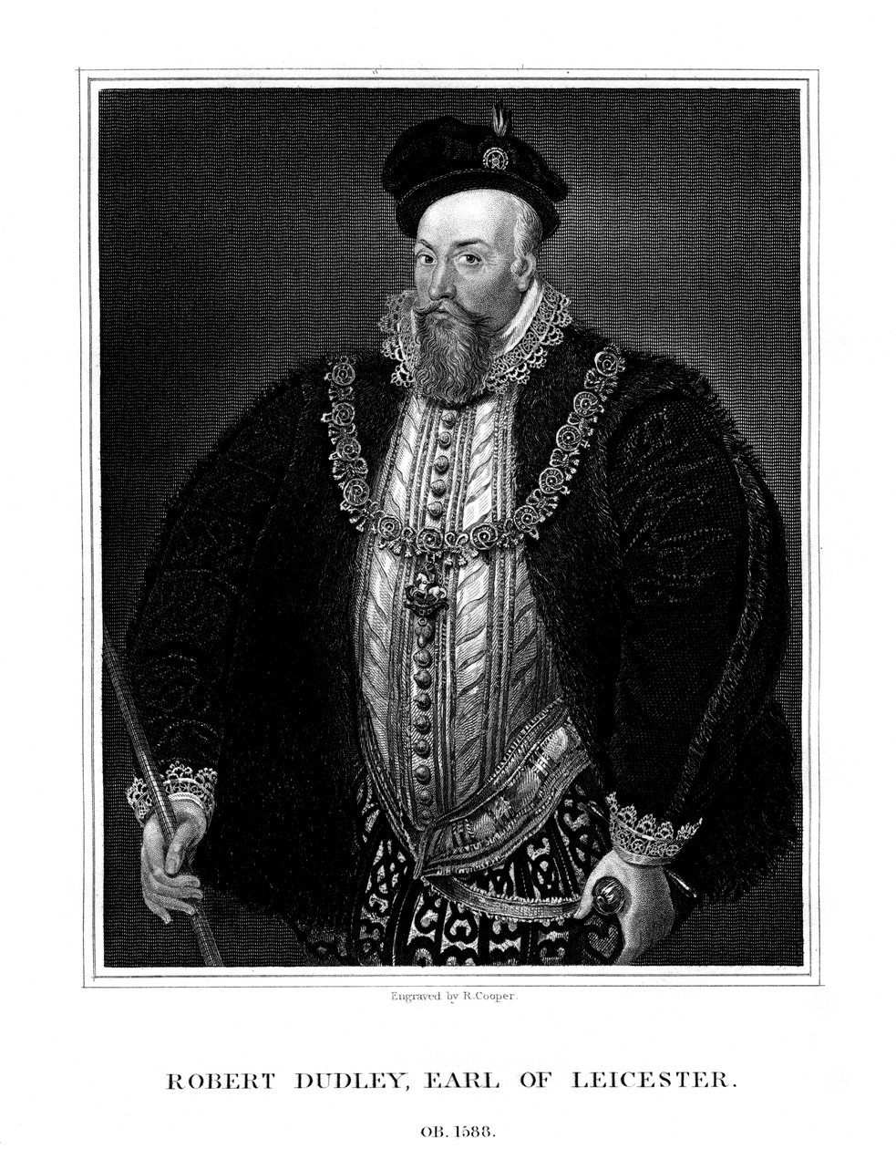 Robert Dudley, 1º Conde de Leicester, favorito da rainha Elizabeth I da Inglaterra, 1823. de R. Cooper