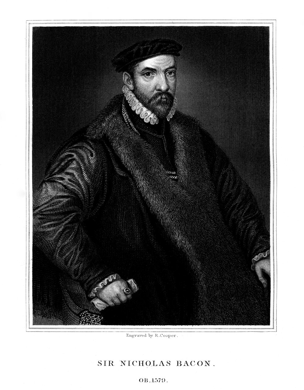 Sir Nicholas Bacon, político inglês, 1826. de R. Cooper