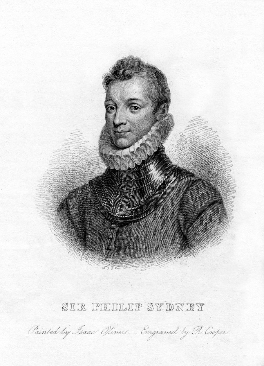 Sir Philip Sidney, poeta inglês, cortesão e soldado, século XIX de R. Cooper