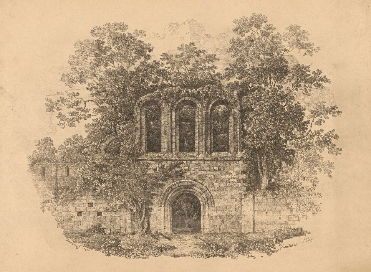 Porta de entrada na Abadia de Fountains de R. Dunning