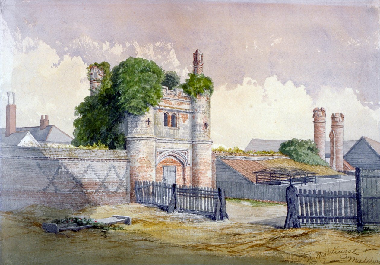 Vista de Beckingham Hall perto de Witham, Essex, 1869. de R Nightingale
