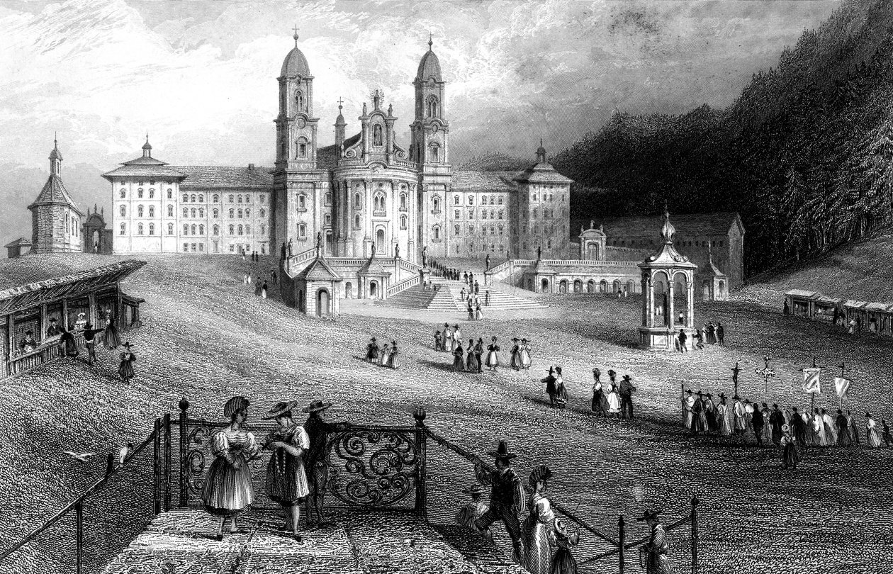 A abadia de Einsiedeln, Schwyz, Suíça, 1836. de R. Wallis