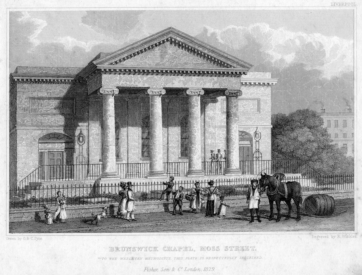 Capela de Brunswick, Moss Street, Liverpool, 1829. de R. Winkles