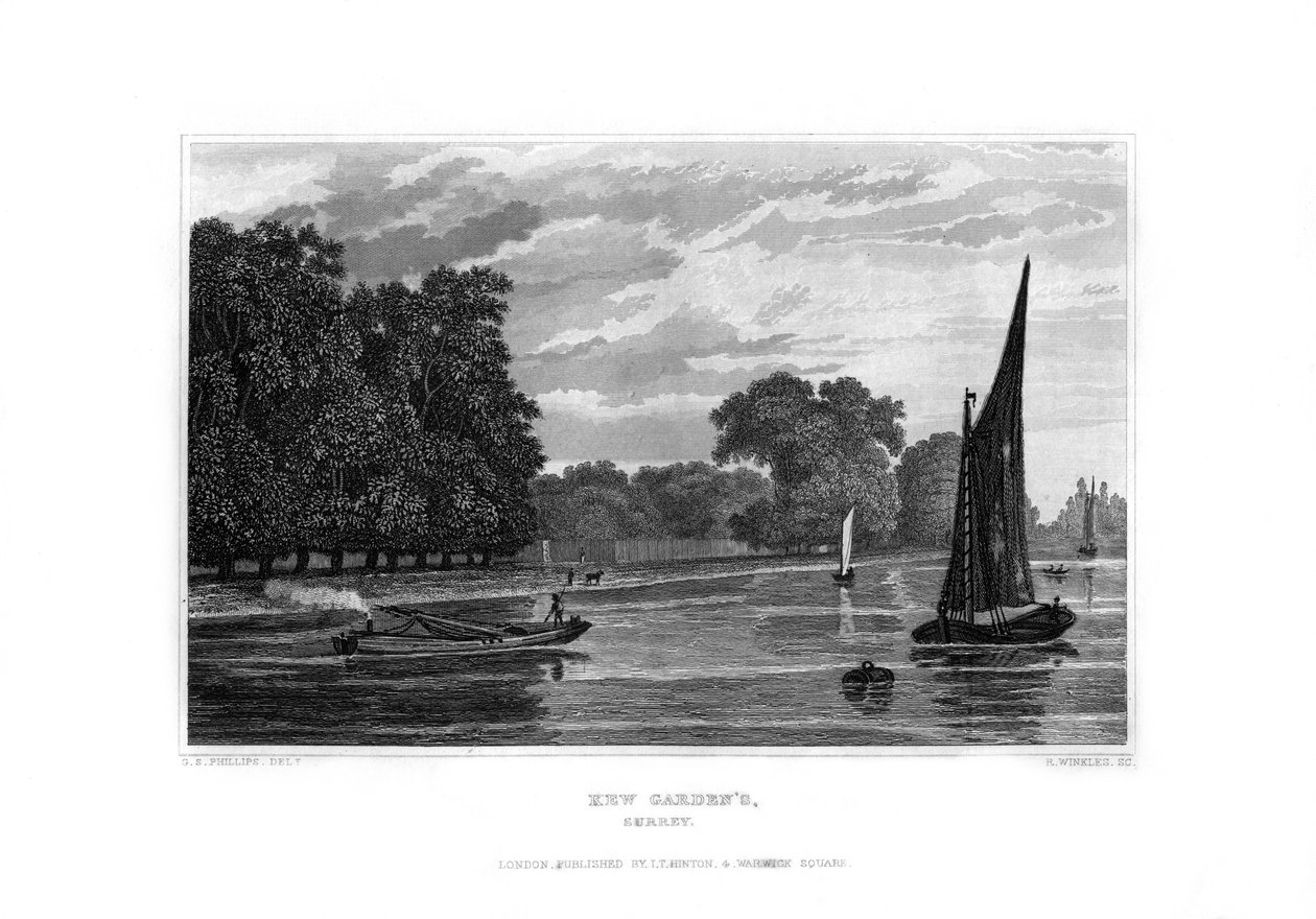 Kew Gardens, Londres, 1829. de R. Winkles