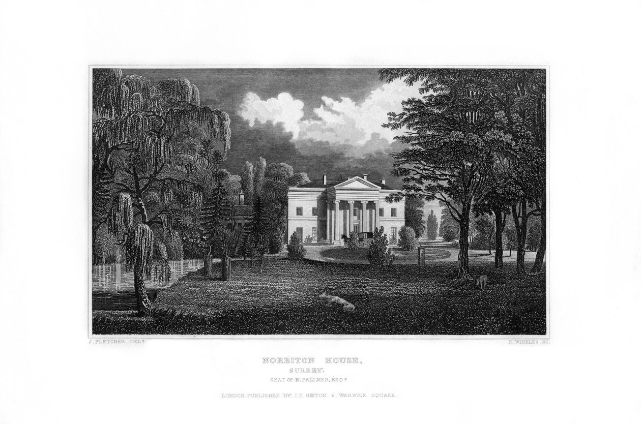 Norbiton House, Kingston upon Thames, Surrey, 1829. de R. Winkles