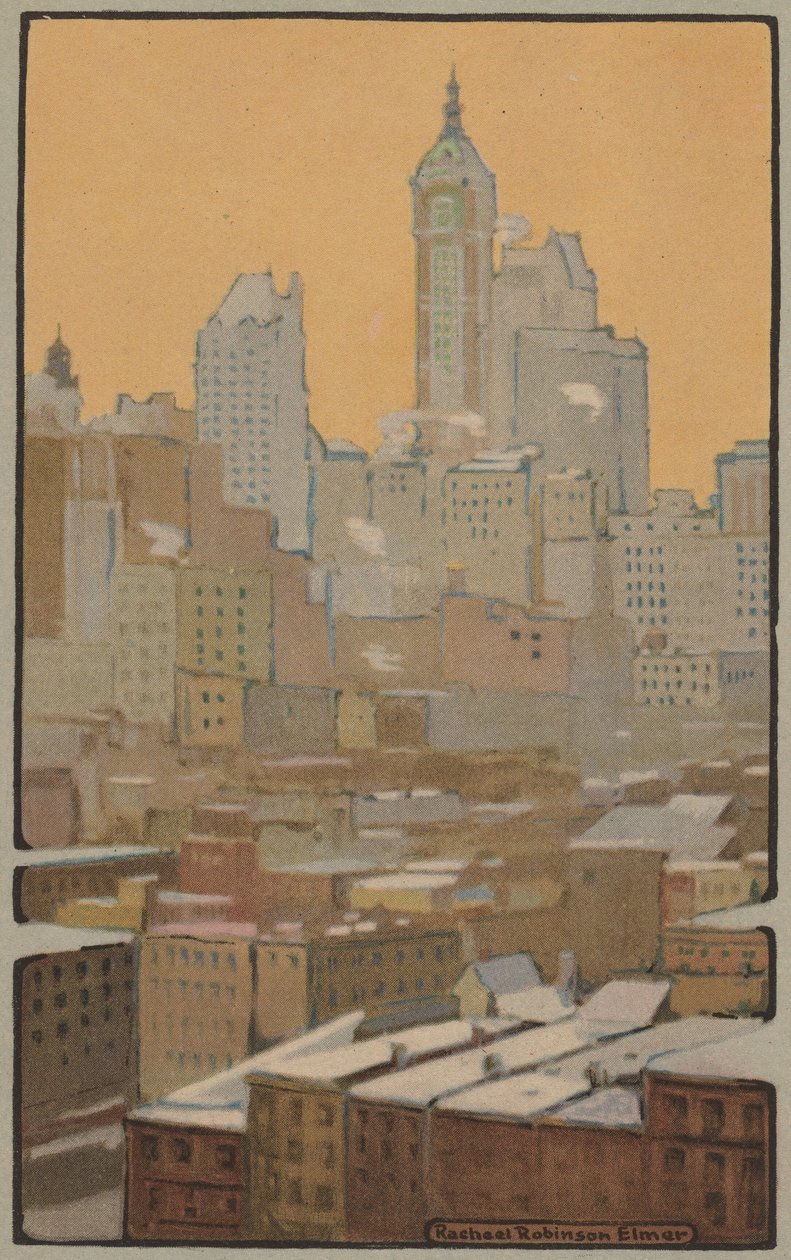 O Edifício Singer da Ponte do Brooklyn, 1914. de Rachael Robinson Elmer
